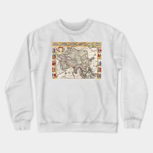 Henricus Hondius - Asia Map Circa 1631 -  Ancient Maps Crewneck Sweatshirt